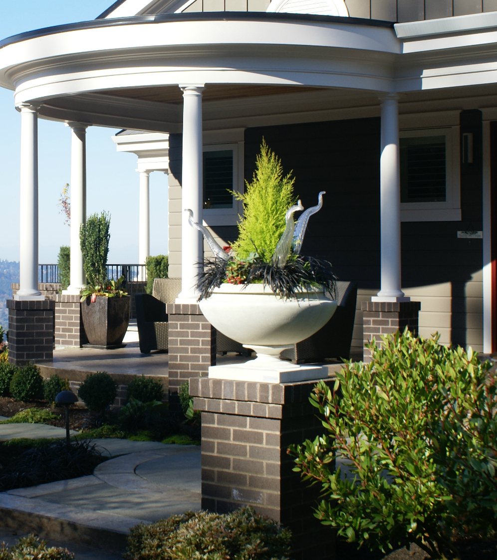 Designer Exterior Entryway Gray Brick Mutual Materials Home Entry Brick Columns Gray