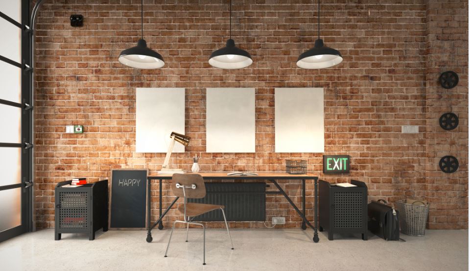 Office Brick Wall: To achieve similar look, try Slimbrick in Classic Used, Ashland Used or Mutual Used