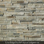 Cultured Stone veneer in a blend of browns and grays in Pro-Fit Alpine Ledgestone Echo Ridge manufactured stone at Mutual Materials