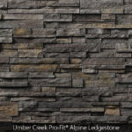 Cultured Stone veneer in dark tones in Pro-Fit Alpine Ledgestone Umber Creek manufactured stone at Mutual Materials