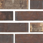 Slimbrick thin brick tile in a brown blend of Covington aged brick tile by Mutual Materials