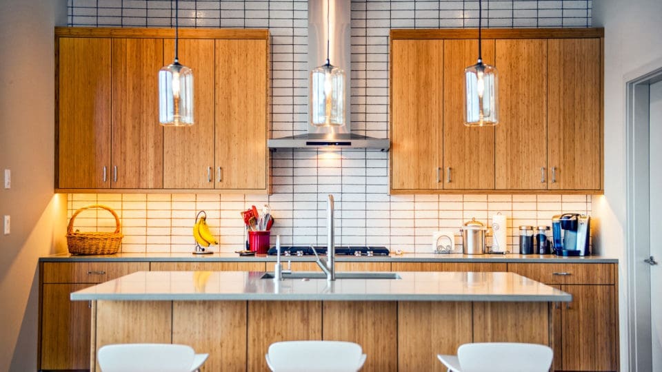 Parchment Glazed Slimbrick kitchen backsplash