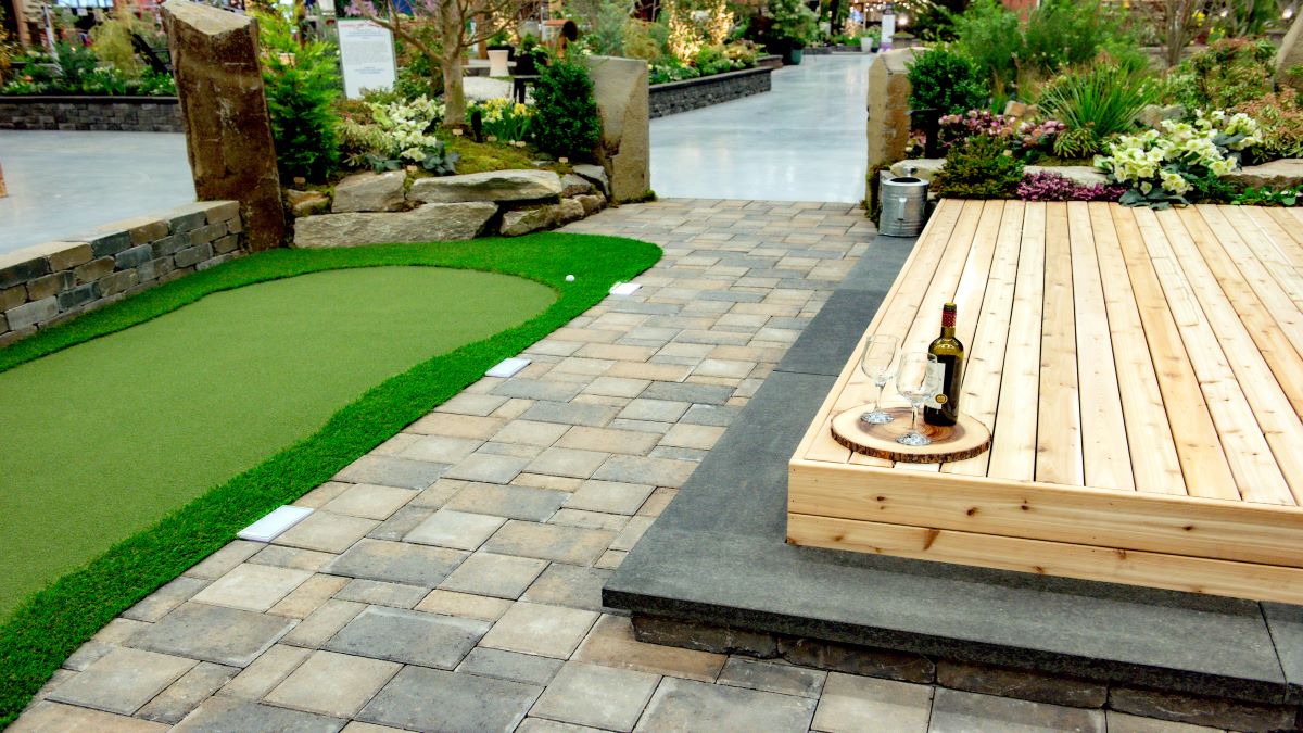 GMC Landscapes display garden at the Northwest Flower & Garden Festival with Holland Pavers