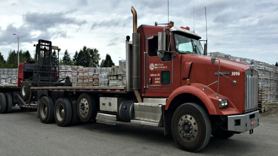 Mutual Materials truck parked in distribution yard