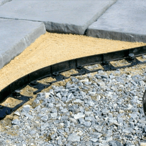 Low-profile paver edging around paver patio