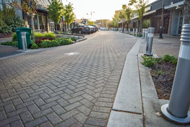 roadway built with interlocking concrete pavers in kirkland, wa