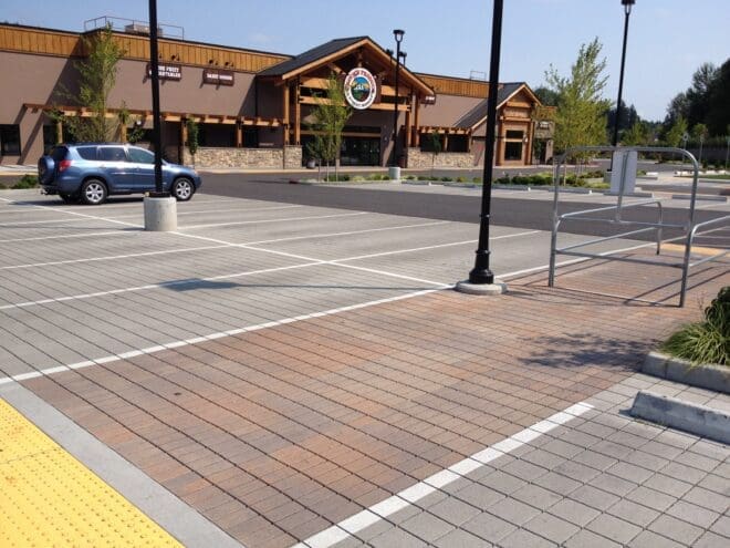 Permeable pavers were used for the parking lot at Chuck's Produce in Vancouver, WA