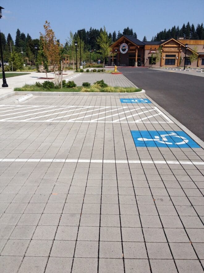 Parking spots comprised of permeable pavers in Vancouver, WA