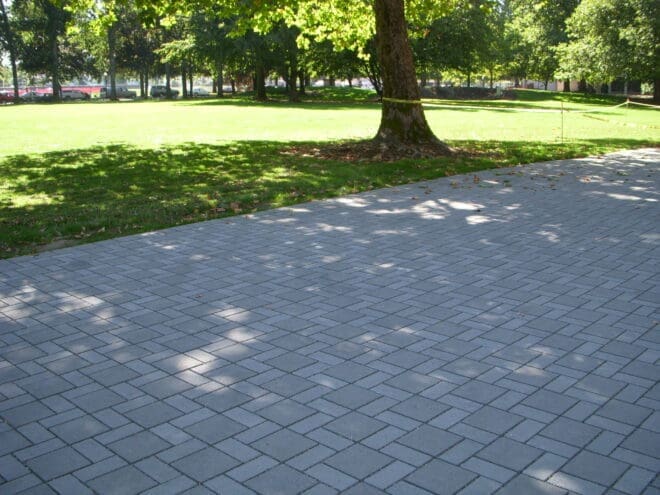 Eco-Priora permeable pavers from Mutual Materials control runoff at Ackerman Hall